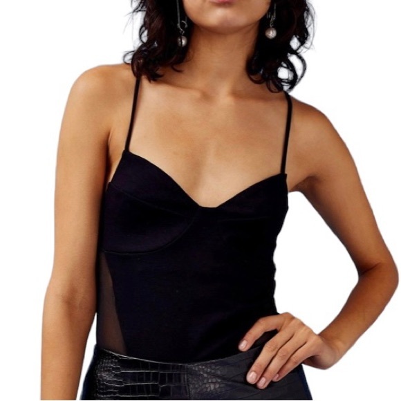 Topshop Tops - 111 Topshop black mesh corset bustier bodysuit size 6.